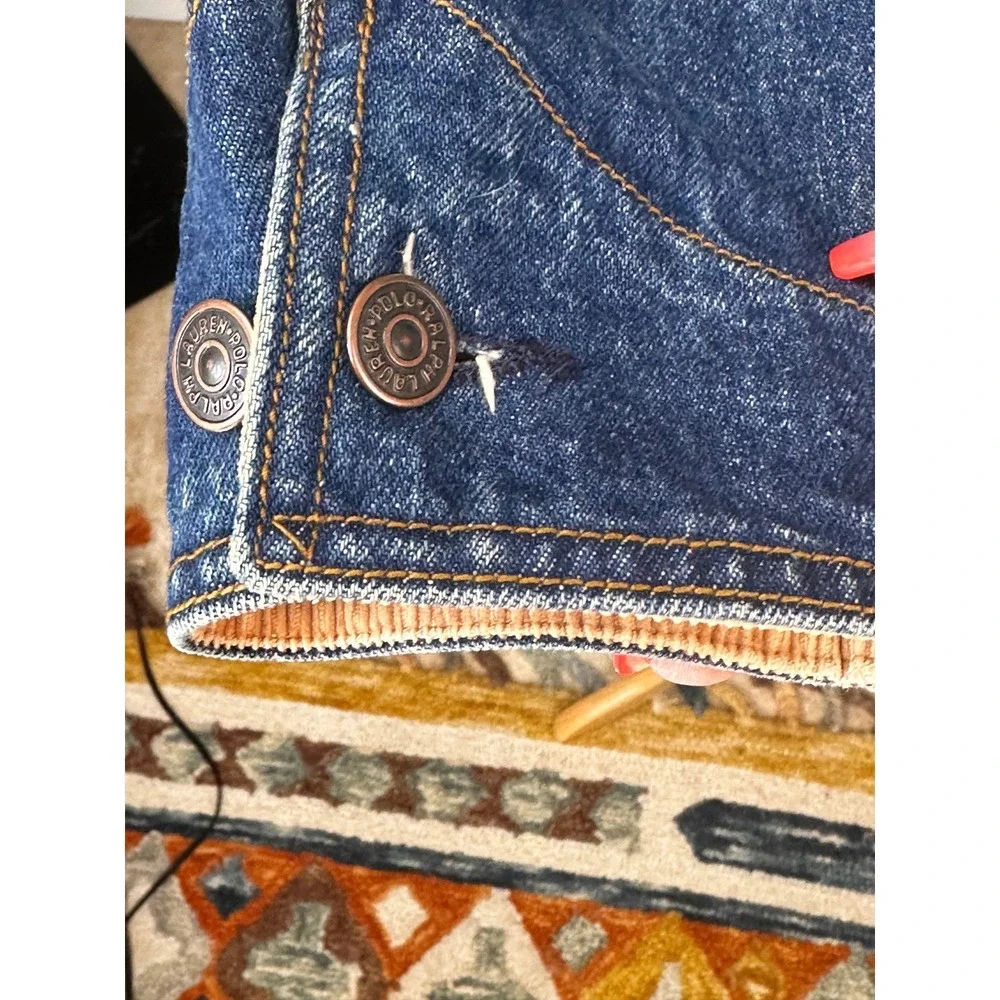 Vintage Ralph Lauren Denim Chore Jacket Corduroy Collar Mens Size M Western - Picture 9 of 13